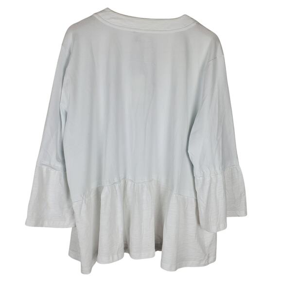 NEW Neon Buddha Entranced Jacket Top Plus Size 3X White 3/4 Sleeve Cotton V-neck - Picture 3 of 14